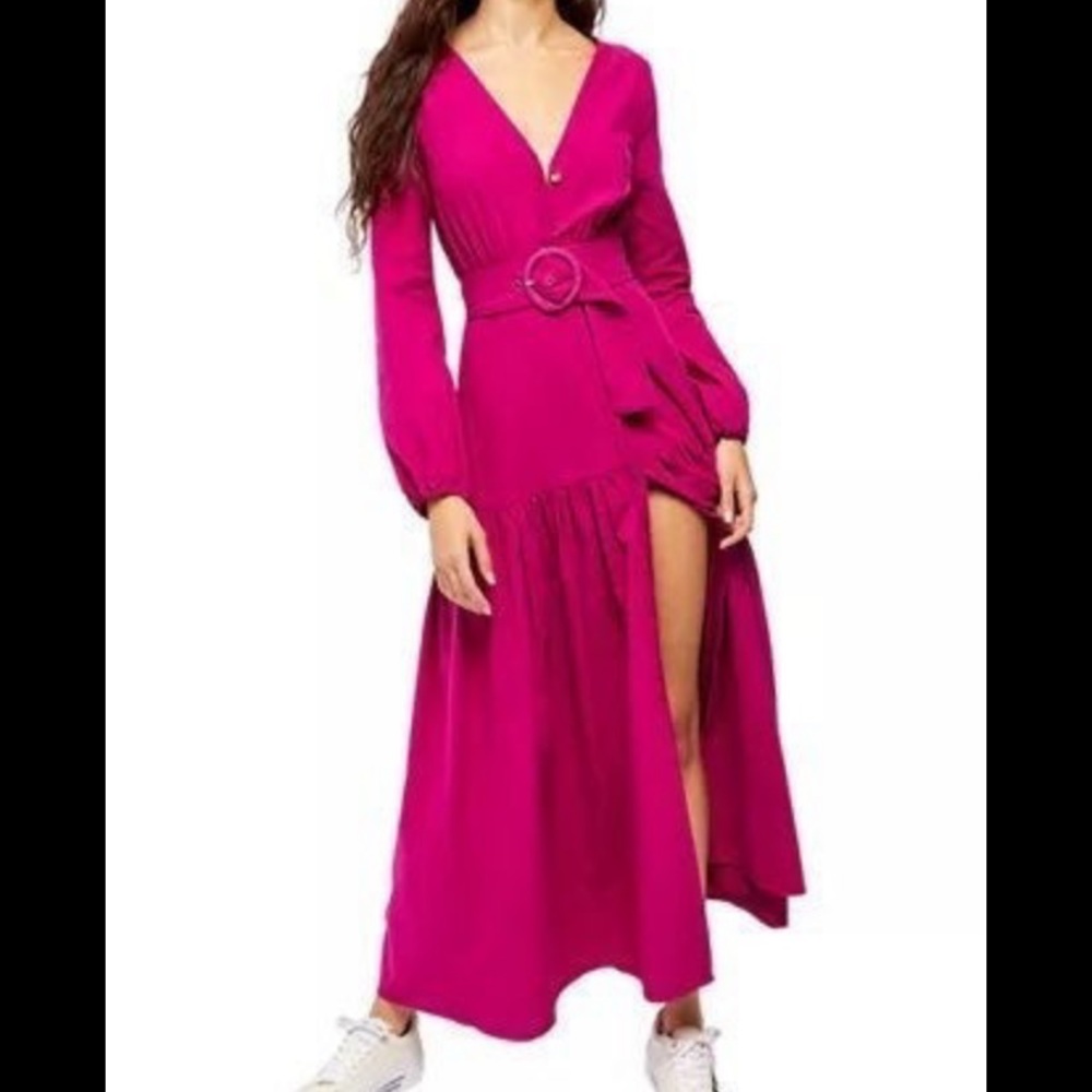 KENDRA BELTED BUTTON FRONT LONG SLEEVE DRESS